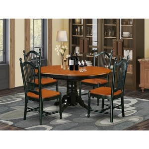 HomeStock 5 PC table and chair set with one Kenley dining table and four kitchen chairs in a Black & Cherry Finish - 1 of 3