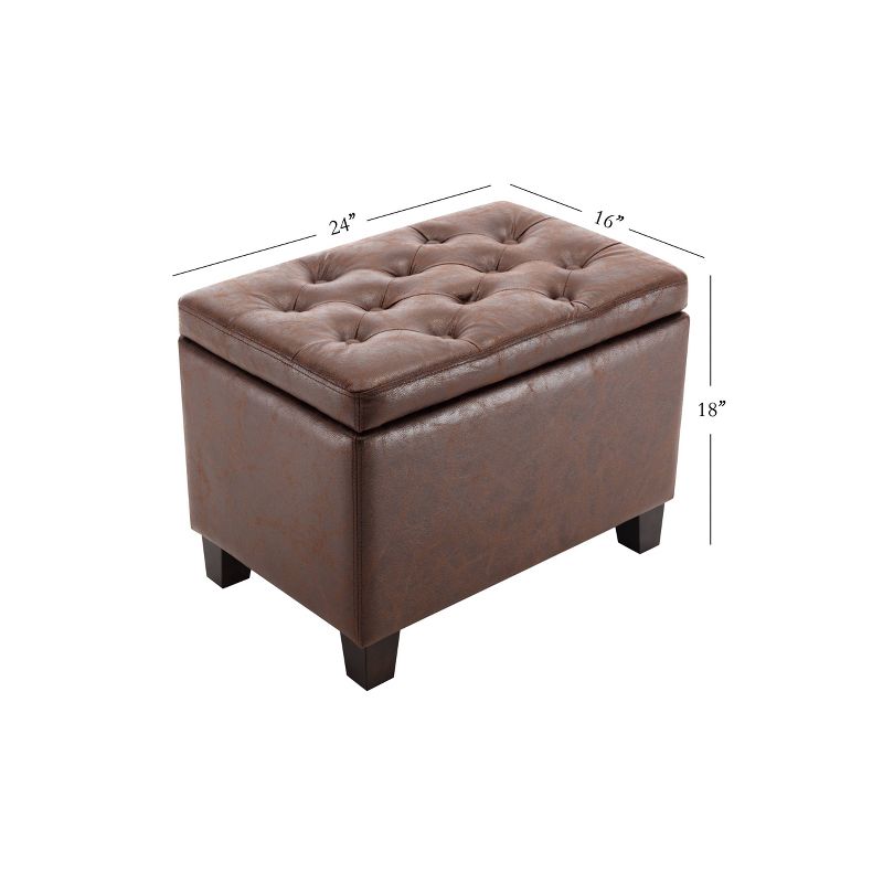 24" Tufted Storage Ottoman and Hinged Lid - WOVENBYRD, 3 of 15