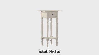 Transitional Gray Pine Wood Rectangular End Table with Storage