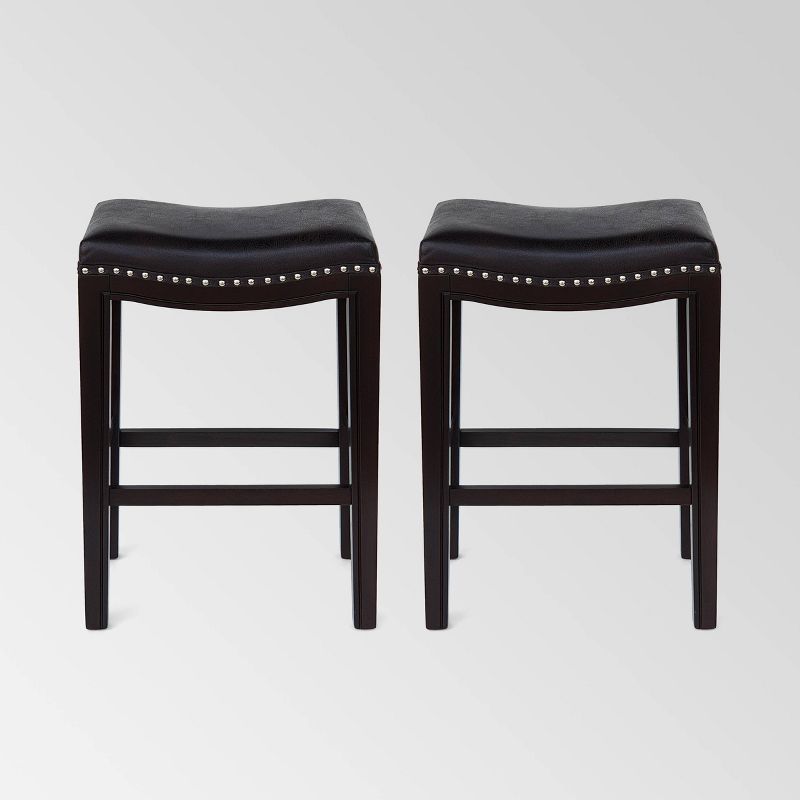 Set of 2 Tiffin Contemporary Studded Counter Height Barstools - Christopher Knight Home, 1 of 5