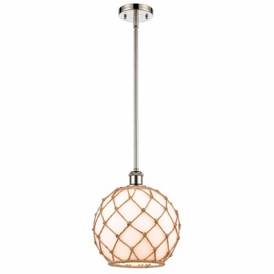 Farmhouse Rope - 1 Light Stem Hung Mini Pendant In Industrial Style-13 Inches Tall and 10 Inches Wide
