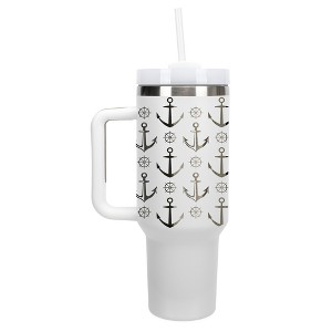 Elanze Designs Nautical Anchor Sailboat Helm Boat Life 40 oz. Stainless Steel, Large Water Bottle Coffee Mug, Spill & Leak Resistant, Thermal Travel - 1 of 1