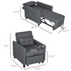 NicBex Convertible Sleeper Chair,3-in-1 Multi-Functional Folding Sofa Bed,Modern Couches with  Adjustable Backrest for Living Room,Dark Gray/Gray - 3 of 4