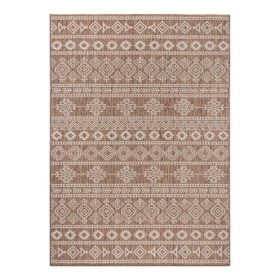 World Rug Gallery Geometric Boho Textured Flat Weave Indoor/Outdoor Area Rug