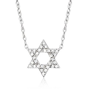 Ross-Simons 0.15 ct. t.w. Diamond Star Of David Necklace in Sterling Silver Size 16 - 1 of 3