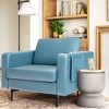 Costway Modern Leathaire Fabric Accent Armchair Single Sofa w/ Side Storage Pocket - 3 of 4