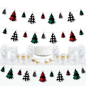 Big Dot of Happiness Holiday Plaid Trees - Buffalo Plaid Christmas Party DIY Decorations - Clothespin Garland Banner - 44 Pc - 1 of 4