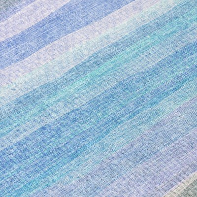 HomeRoots 10' X 14' Aqua Lavender And Peach Striped Washable Indoor Outdoor Area Rug