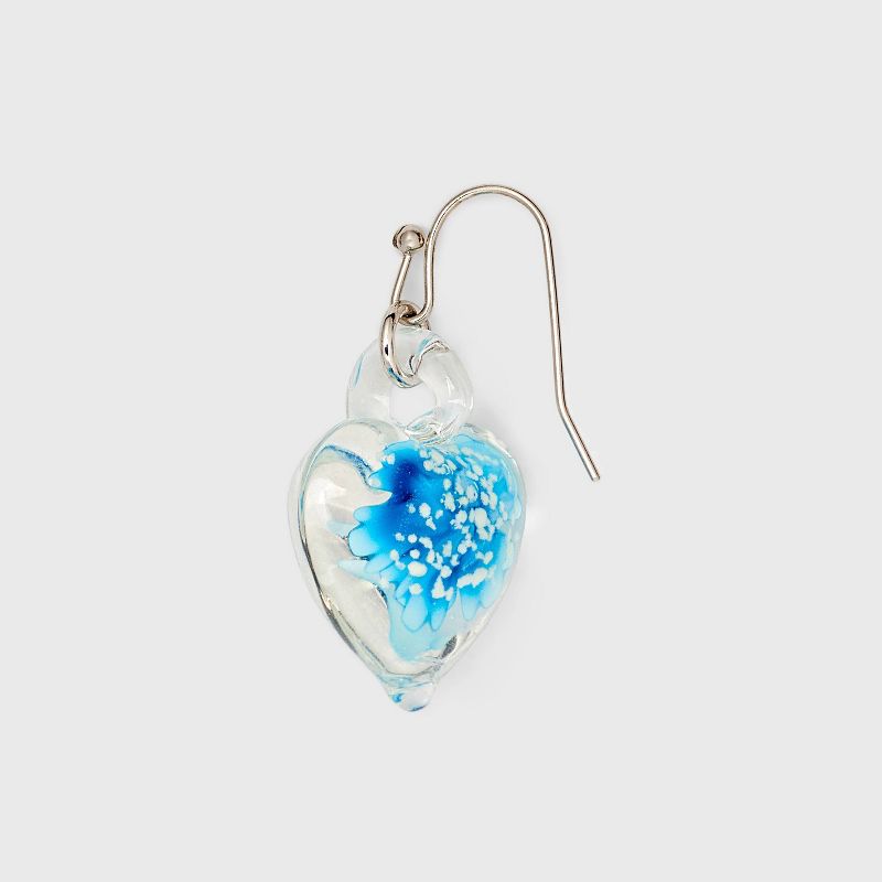 Encapsulated Flower Heart Drop Earrings - Wild Fable&#8482; Blue, 4 of 5
