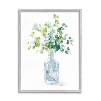 Stupell Industries Flower Jar Still Life Green Blue Painting