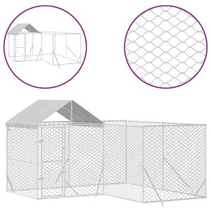 vidaXL Outdoor Dog Kennel Silver Galvanized Steel and Polyethylene - 1 of 4