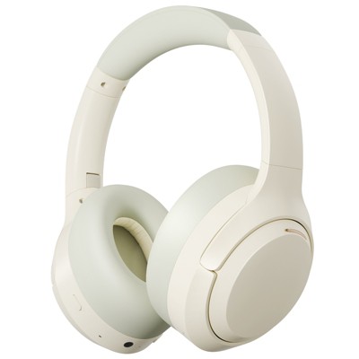 SUGIFT Over-Ear Bluetooth Headphones, Noise Cancelling, Long Battery Life, Foldable Design (Beige)