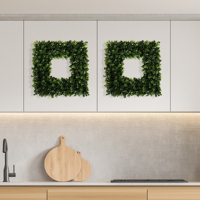 Nature Spring 16" Green Boxwood Artificial Square Wreath for Front Door
