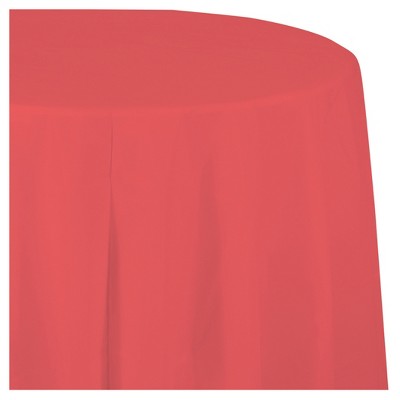 Coral Round Plastic Tablecloth