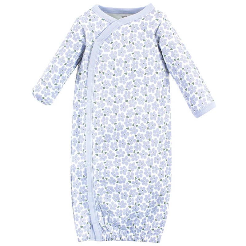 Touched by Nature Baby Girl Organic Cotton Side-Closure Snap Long-Sleeve Gowns 3pk, Flutter Garden, 2 of 5