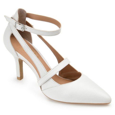 Ladies white leather clearance pumps