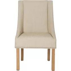 Morris Sloping Arm Dining Chair with Nail Heads (Set of 2) - Beige - Safavieh