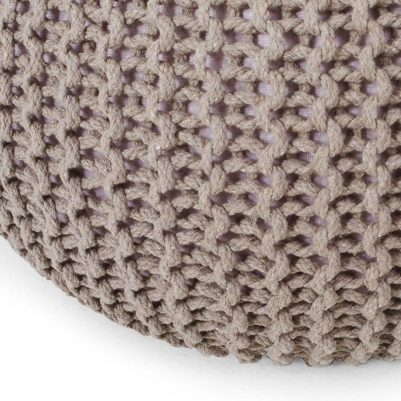 Nahunta Modern Knitted Cotton Round Pouf - Christopher Knight Home, 5 of 11