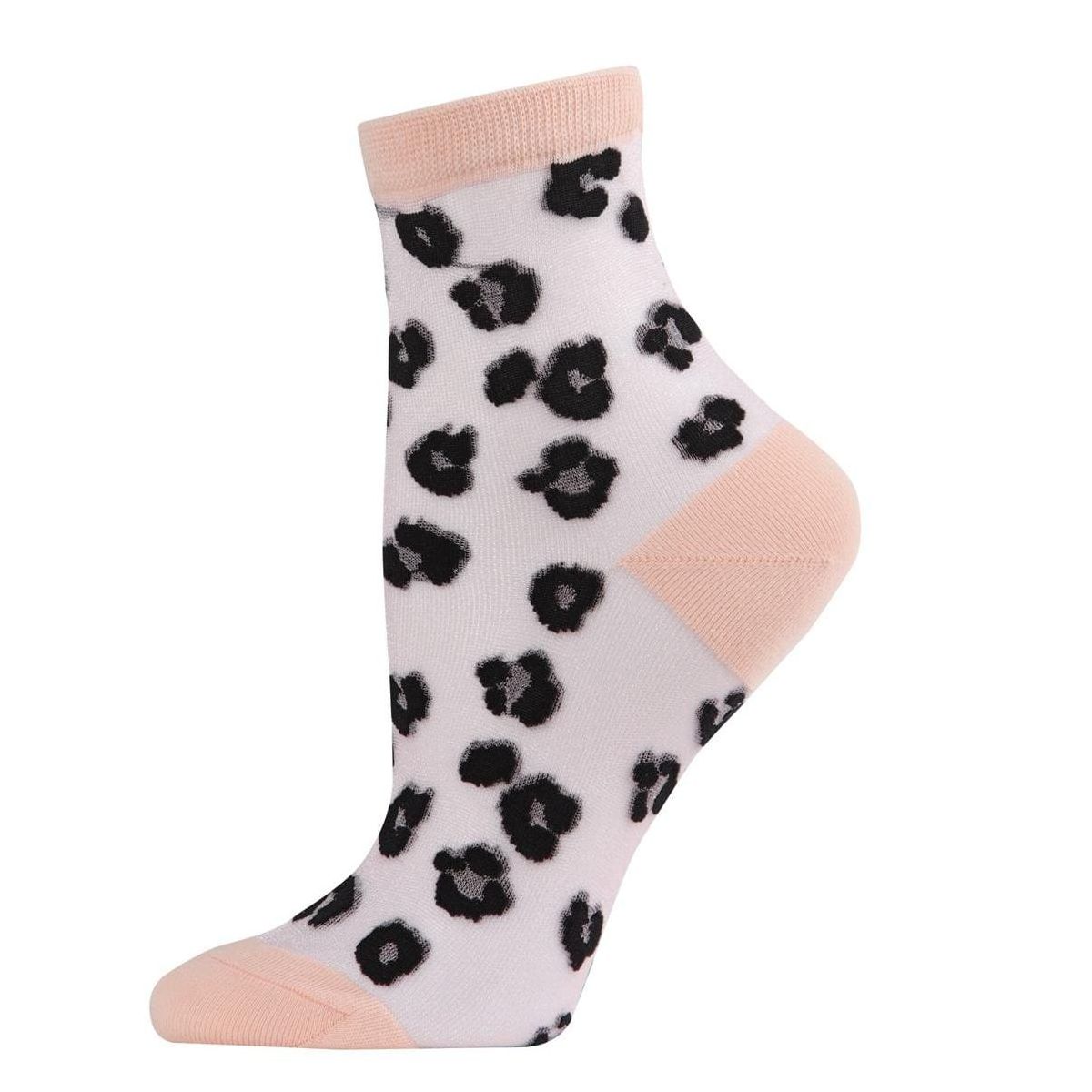 Memoi Women's Leopard Mono Fine Net Semi-Sheer Anklet Sock