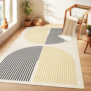 Modern Geometric Rug Soft Washable Non-Slip Low Pile Carpet Indoor for Living Room Dining Room Bedroom - 1 of 4