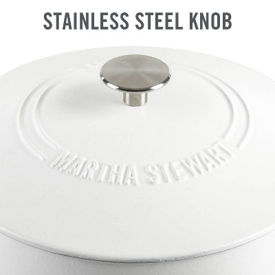 Matte White 7qt Enameled Cast Iron Dutch Oven with Stainless Steel Knob