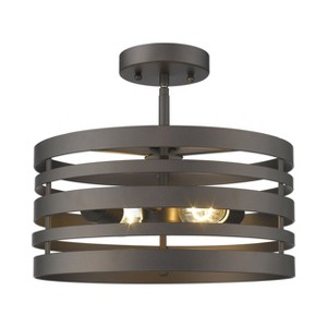 Homestock Paisley Farmhouse 2 Light Rubbed Bronze Semi-Flush Ceiling Fixture 13" Wide - 1 of 4