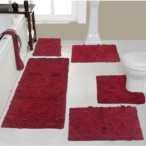 Solid Reversible Long Bath Rug Burgundy - Yorkshire Home : Target