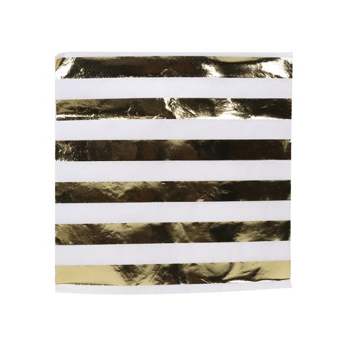 30ct Striped Lunch Napkin Gold - Spritz™ - image 1 of 2