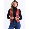 Allegra K Women's Faux Leather Waistcoat V Neck Sleeveless Zipper Motorcycle Biker Vest Jacket - 3 of 4