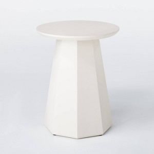 Round Daffan Faceted Accent Table Cream - Threshold™ designed with Studio McGee: Pine & MDF, No Assembly Required - 1 of 4