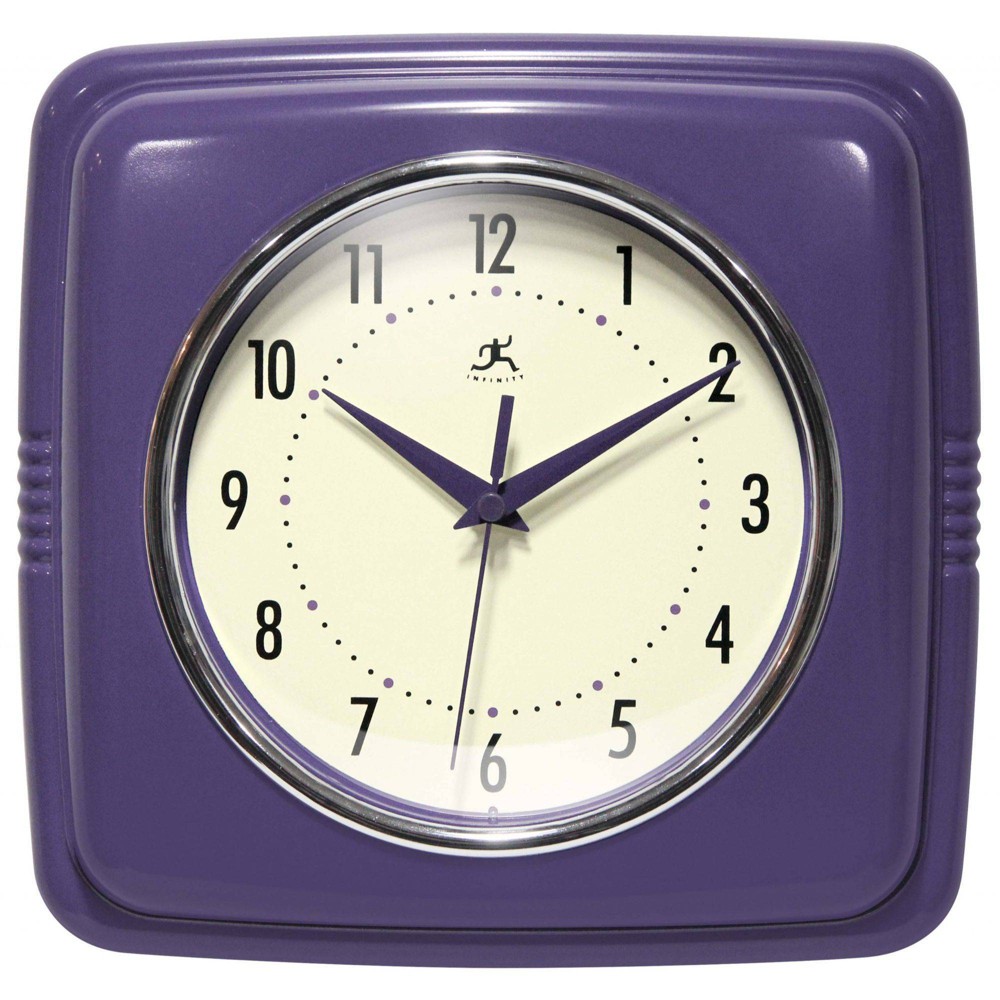 Photos - Wall Clock 9" Square Retro  Purple - Infinity Instruments