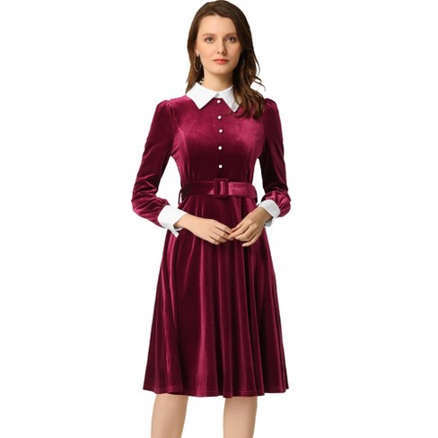 Velvet collared clearance dress