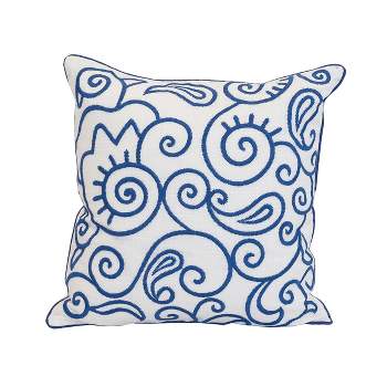 carol & frank 18" x 18" Indigo Swirl Embroidered Throw Pillow