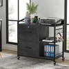 34.6''W 2-Drawer Mobile File Cabinet With Outlet - Black - 2 of 4