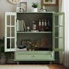 Lycvki Modern Wooden Buffet Cabinet with Double Glass Doors and Drawer - 2 of 4