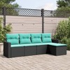 vidaXL Black Poly Rattan Outdoor Patio Sofa Set with Cushions - 5 Piece Garden Furniture, Water-Resistant Storage, Modular Design - 2 of 4