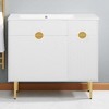36" Modern Bathroom Vanity with Resin Sink, White Cabinet with Soft-Closing Doors, Drop-Down Storage, Freestanding Design - 3 of 4