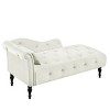 Beautyolove 60.6" Velvet Chaise Lounge Buttons Tufted Nailhead Trimmed Solid Wood Legs with 1 Pillow,White - 3 of 4
