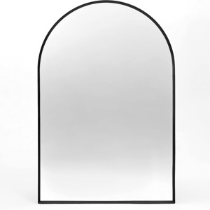 GlasFlength Decorative Wall Mirrors Elegant Arched Mirror with Metal Frame Simple Design for Bathroom and Living Spaces, Black, 32"*24"*1.1" - 1 of 4