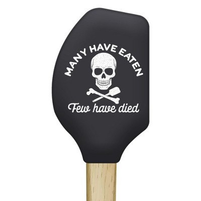 Funny Black Silicone Spatula with Wooden Handle