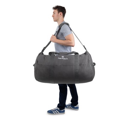 Bear & Bark Large Duffle Bag – Grey 38”x20” - 195.6L - Canvas Military and Army Cargo Style Duffel Tote for Men and Women