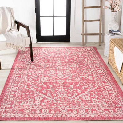 Fuchsia and Light Gray 9' x 12' Bohemian Medallion Rug