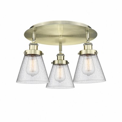 Cone - 3 Light Flush Mount In Art Deco Style-9.25 Inches Tall and 18 Inches Wide