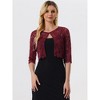 Allegra K Women's Elegant 3/4 Sleeve Sheer Floral Lace Cropped Bolero Shrugs - 3 of 4