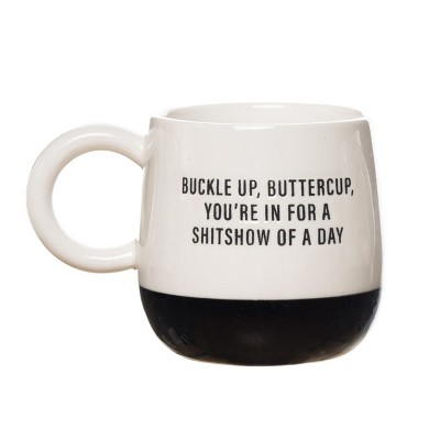 Totalee Gift Buckle Up Buttercup Mug Ceramic White 13 oz