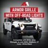 AMERICAN MODIFIED Armor Grille w/ LED Off-Road Lights and Camera Bracket Compatible with 2018-2023 Jeep Wrangler JL and Gladiator JT, White/Black - 2 of 4