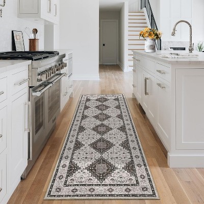 Machine Washable Vintage Rug – Soft Low Pile, Non-Slip, Stain-Resistant, Non-Shedding Carpet for Living Room, Bedroom
