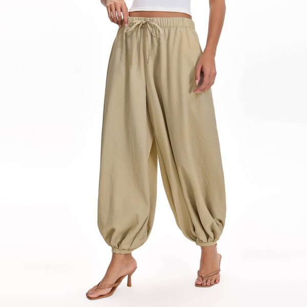 Pantalones globo de tiro medio con cordón para mujer - A New Day™ 7