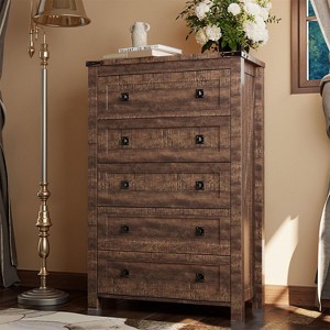 Dresser for Bedroom, Farmhouse Wood Rustic Wide Chest of Drawers, Storage Dressers Organizer for Bedroom, Living Room, Hallway - 1 of 4
