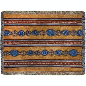 Manual Woodworks and Weavers Southwestern Woven Cotton Throw – Fringe-Edged 50 x 60 Blanket - 1 of 3